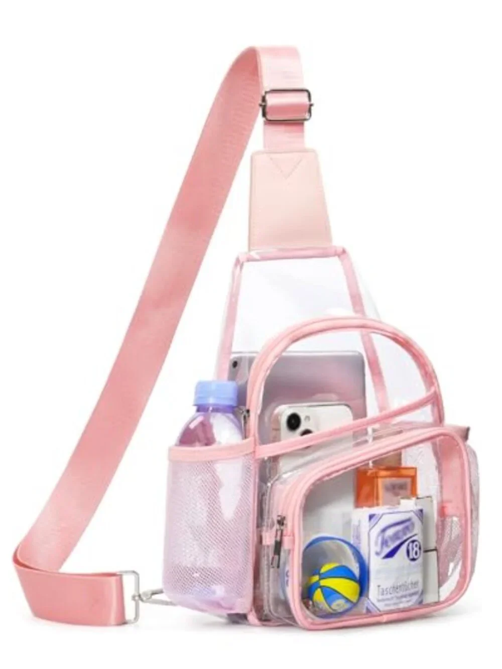 Clear Stadium Approved Sling Bag Crossbody Purse with Water Bottle Pockets